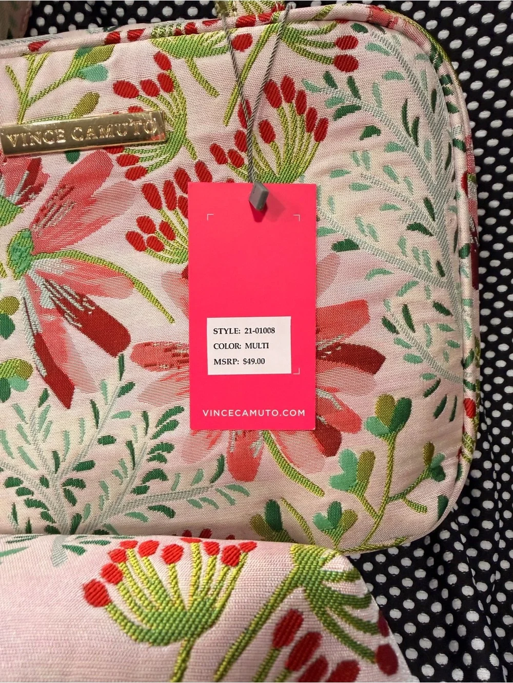 Vince Camuto Pink Floral Cosmetic Bag Set